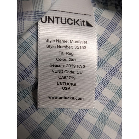 Untuckit Montiglet Shirt Men's Size 3XL Button Up Multicolor Plaid Stretch Nylon - Picture 9 of 12